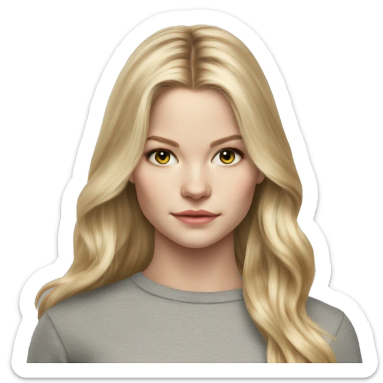 jennifer morrison long blonde hair teenager,grey eyes, hyperreal photoreal portrait sticker