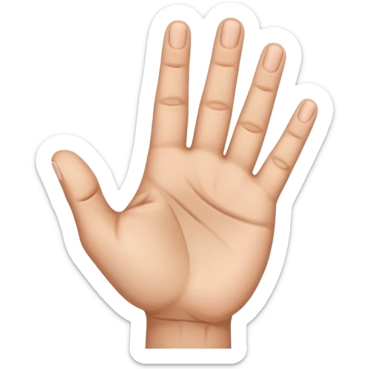 hand emoji, where the palm is facing us. all fingers are straight except for the middle finger. The midde finger is bent and pointing towards the forground sticker