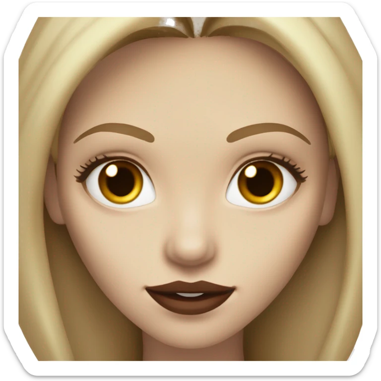 hazel eyed(brown eyes) with golden beautiful, long hair and big lips, pale skin and accurate nose as VAMPIRE. brunette sticker