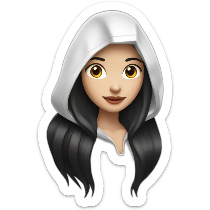 white-girl-long-straight-black-hair-with-white-streak-hair-and-red-ridding-hood sticker