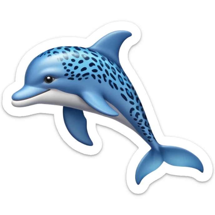 the dolphin emoji, but instead of blue skin it has leopard skin on the whole body (no blue anymore) and only one fin on the back like normal dolphins sticker