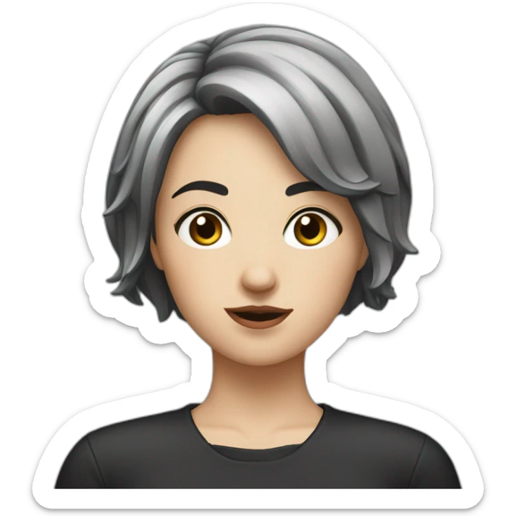 Weird and pretentious European girl with black mid short hair sticker