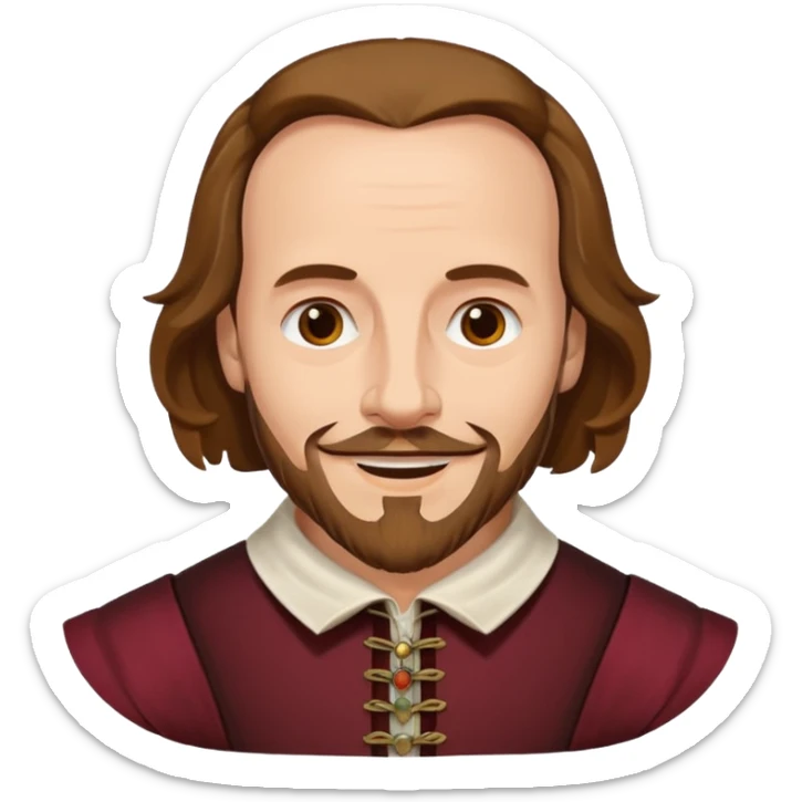 Shakespeare portrait very faithful to original dealing with simple emojis sticker