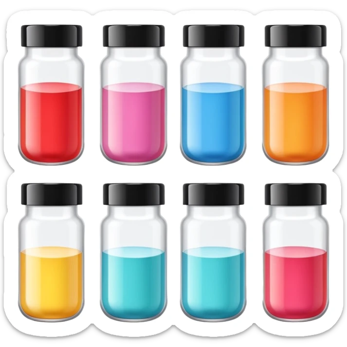 emoji of beauty tubes and jar with brand labels, minimalistic design sticker