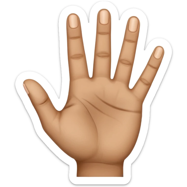 hand emoji, where the palm is facing us. all fingers are straight except for the middle finger. The midde finger is bent and pointing towards the forground sticker