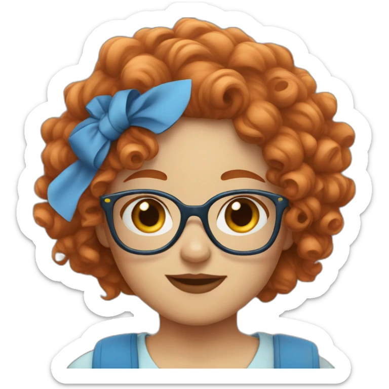 girl with curly red hair and blue glasses glasses sticker