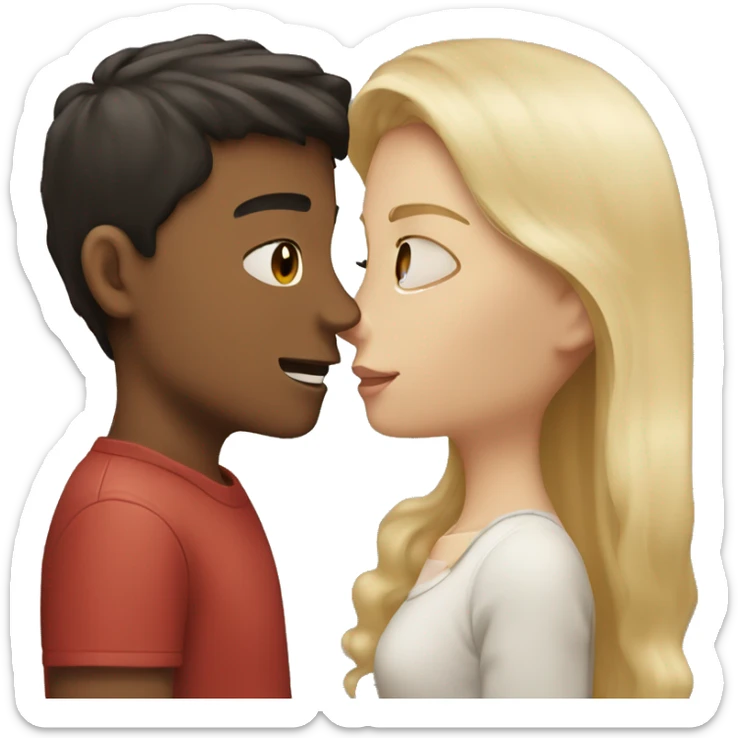 Two people kissing, boy with dark hair and girl with blonde hair, both light skin sticker