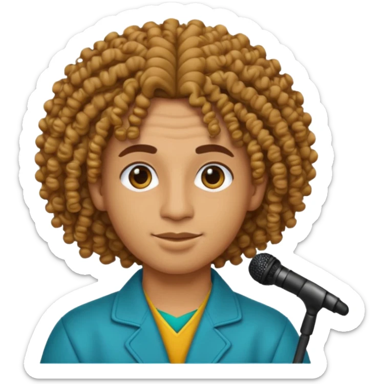 Emoji with Moroccan / Amazingh guy with curly hair, loooking like music artist Central Cee sticker