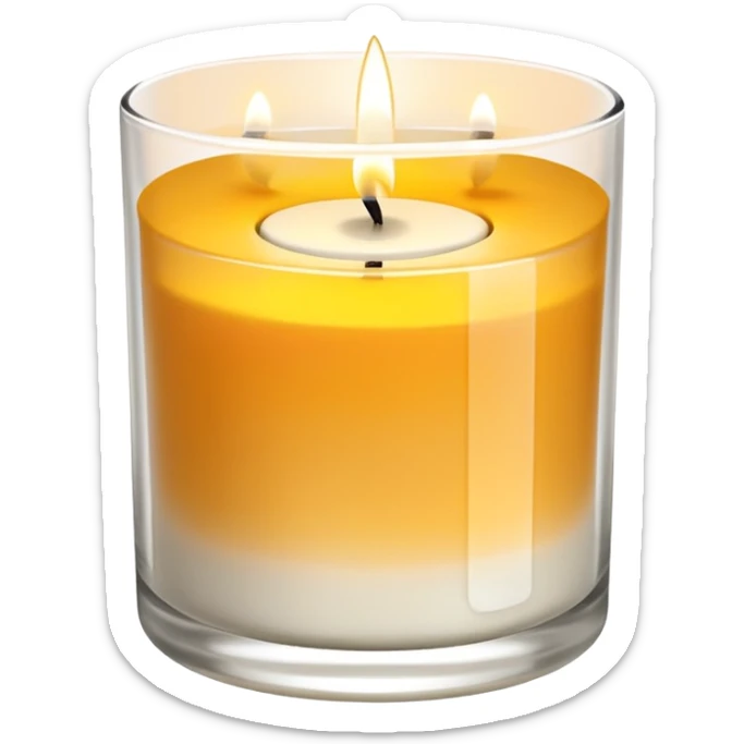 Scented candle, in translucent holder  minimalist style, high detail, still life, 4k sticker