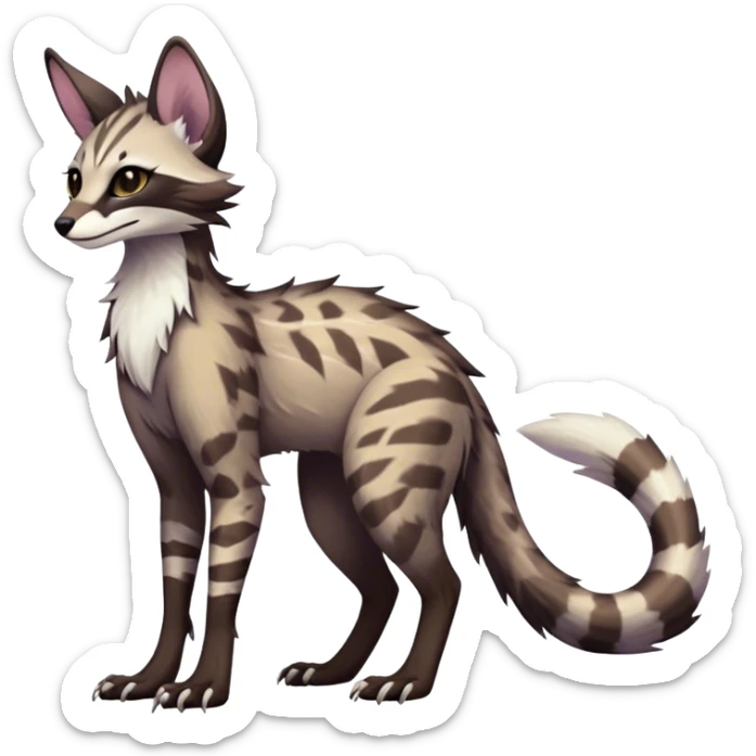Feral Rare Fantasy dark pastel Vernid-Sergal-Genet-Trico-species by LiLaiRa, random markings, tufted tail, tufted ears, full body sticker