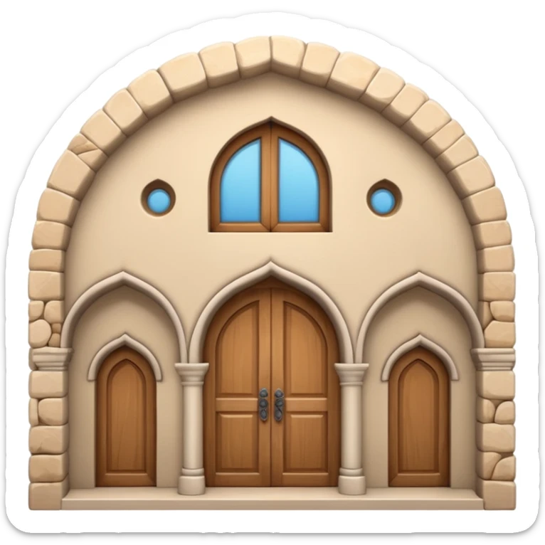 3D Apple-style emoji of a full traditional Turkish han building, showing the entire stone structure with arches, wooden doors, and windows. Rounded, glossy, smooth, soft shadows, white background.








 sticker