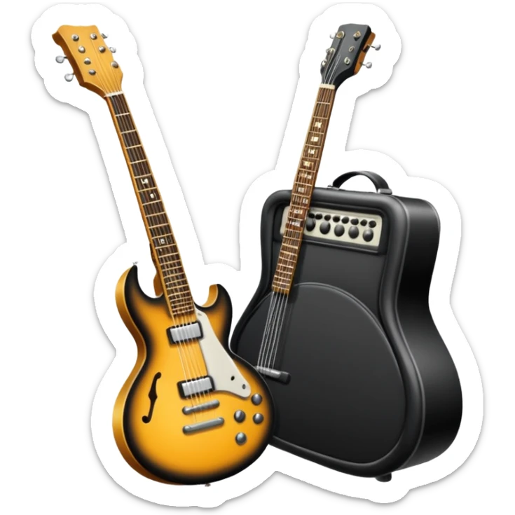 Bana elektronik gitar emojisi yap ama bir tane yüz emojisinin elinde olsun elektronik gitar siyah olsun  sticker
