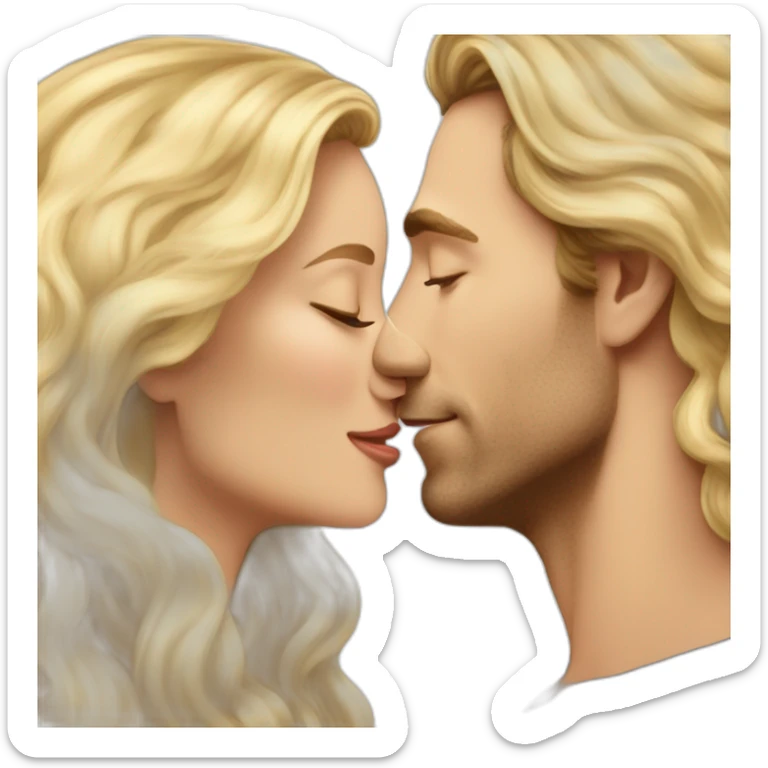 Tom Hiddelston kissing blond woman with very very long wavy hair sticker