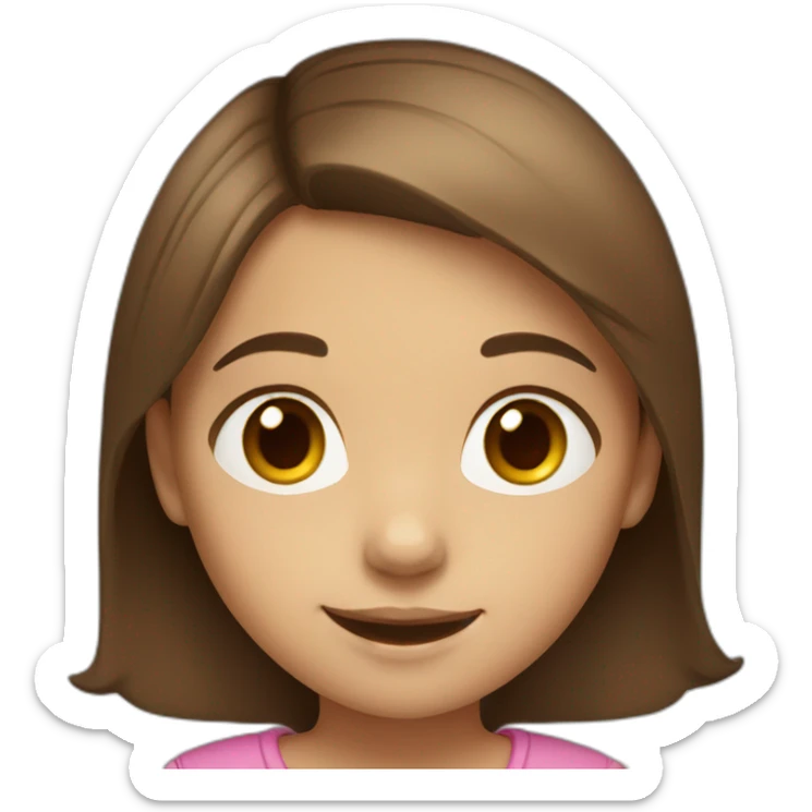 little girl with brown hair and brown to light skin smiling sticker