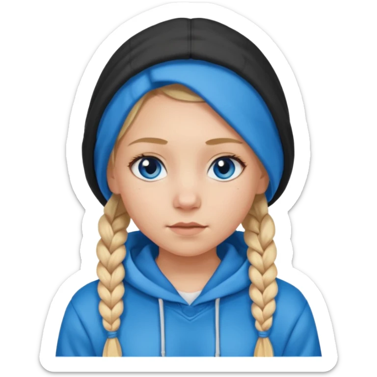 hoodie cover hair blonde girl with braided hair sticker