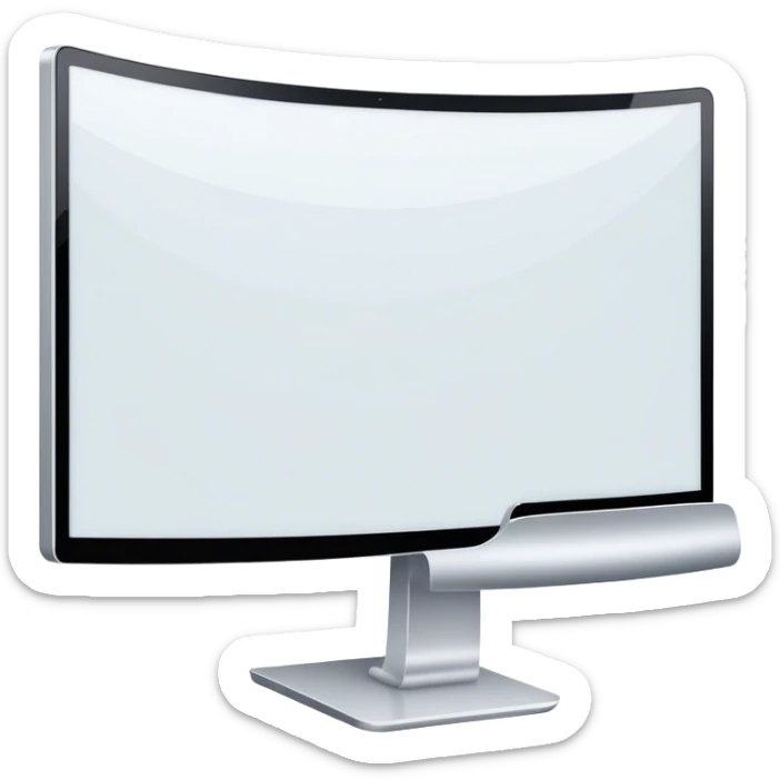 Create a professional emoji for UX/UI design. Show a curved monitor with 2 windows : one displaying white empty page, and the other showing the completed web interface. Use modern, professional colors. Do not include any emojis or smiley faces. Make the background transparent. sticker
