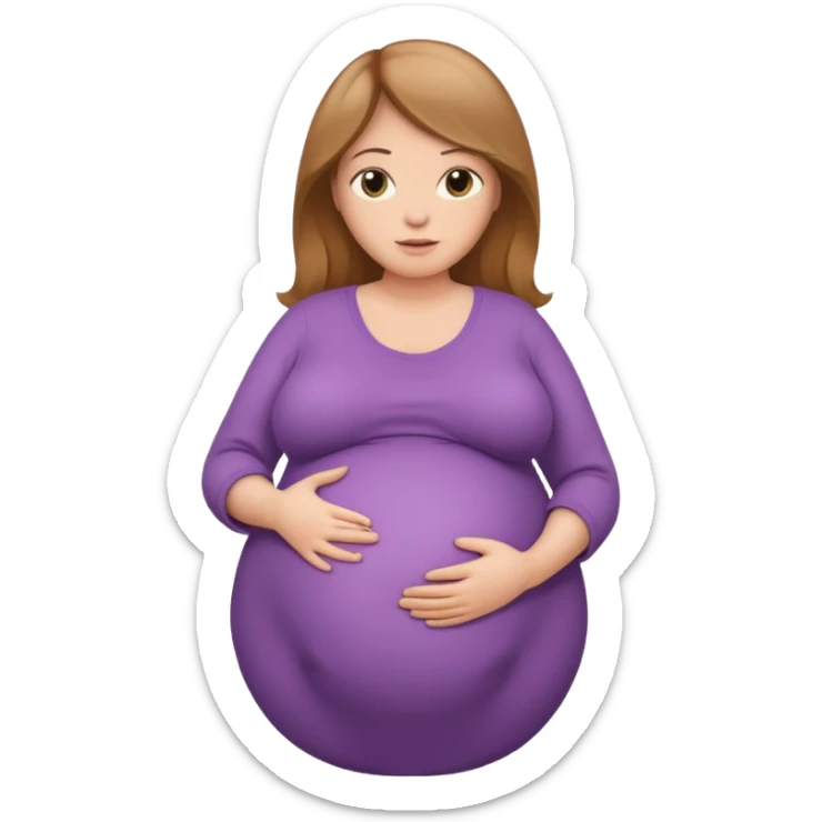 very heavily pregnant overdue woman with very large belly sticker