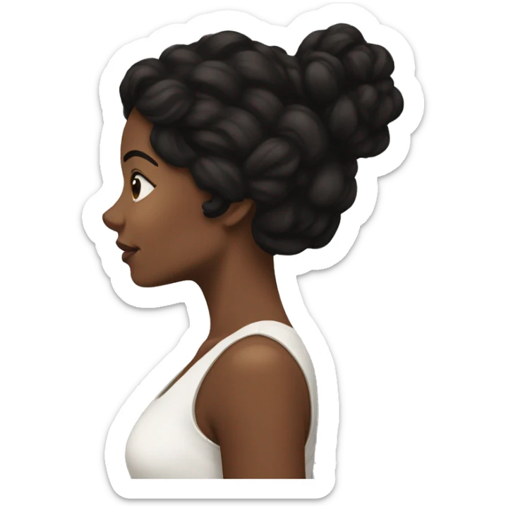 the back of a brown women, with black hair, a white crop top, wavy long hair sticker