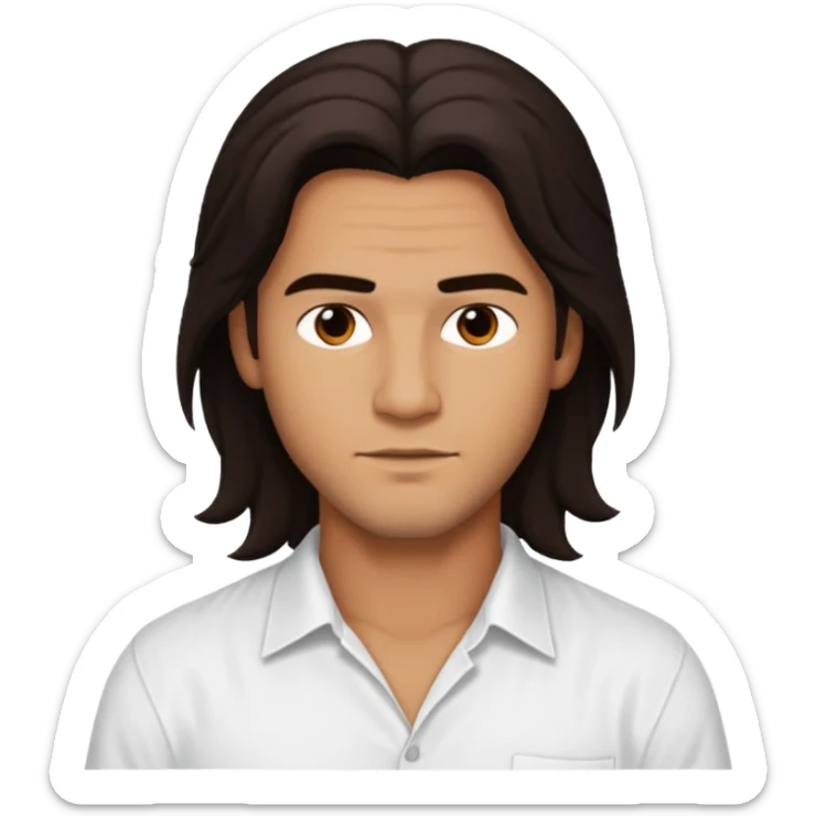 Pana Hema Taylor, male actor (b.1989) with tan skin, dark brown long hair sticker