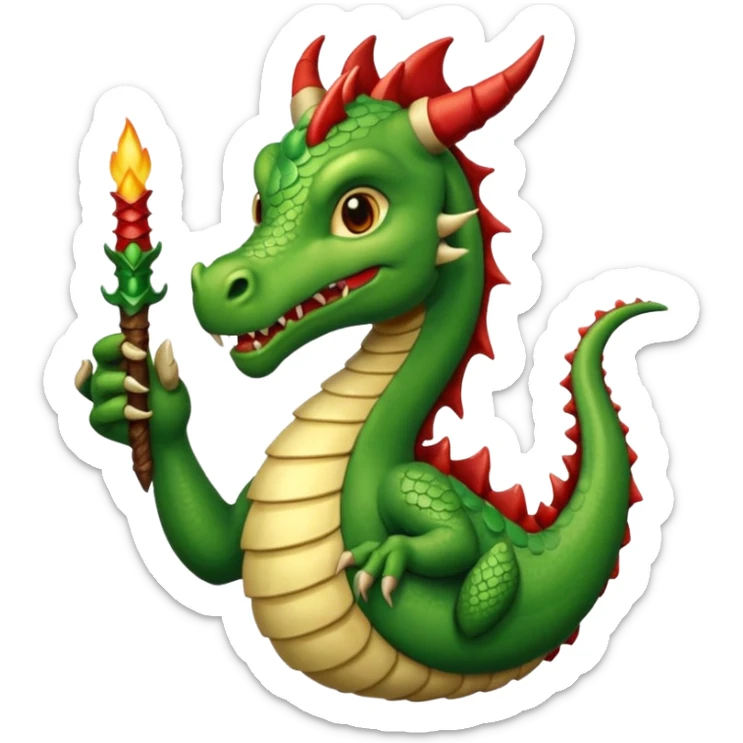 ein Drache mit einem Zauberstab in der Hand  und einem Zilinder auf dem kopf sticker