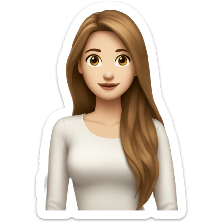 brown hair brown eyes long straight hair white skin woman sticker