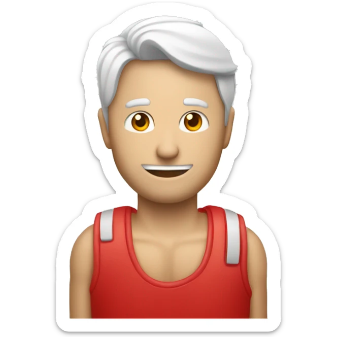 Un hombre con una enguatada roja, de piel blanca y con un teléfono iHpone sticker