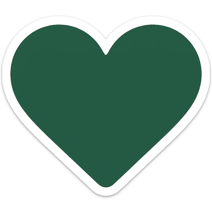 dark green heart, flat color sticker