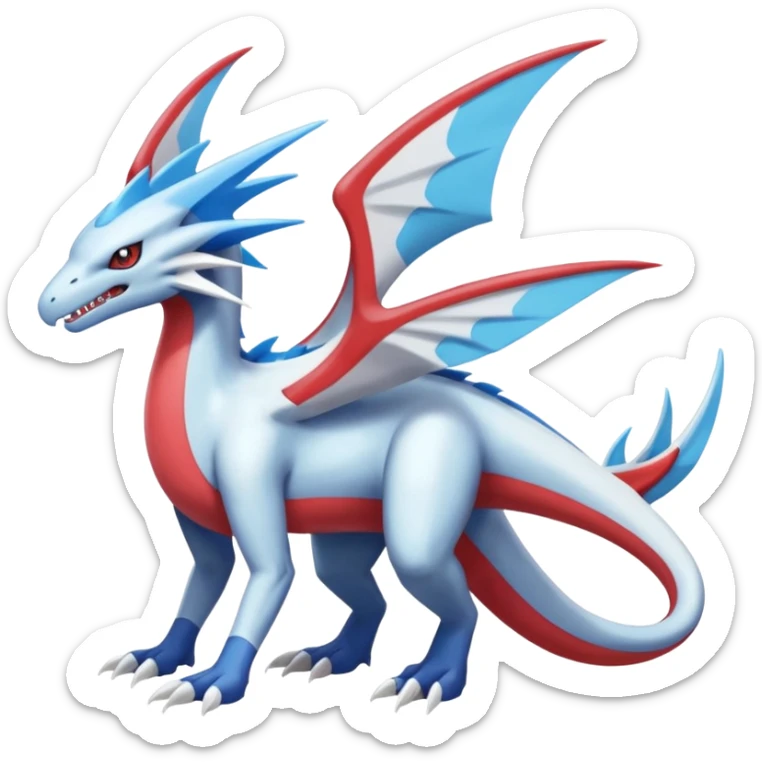 Latios-Latias-Salamence-Salandit-Reshiram-Dialga-Amaura-Palkia-fusion-Fakémon-Pokémon-creature (Full body) sticker
