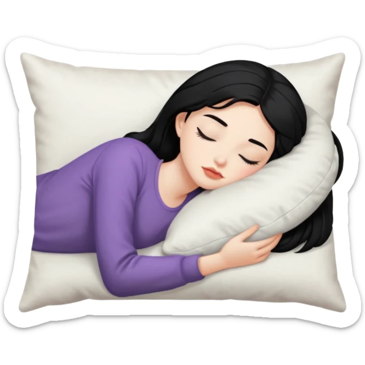 Sleeping on the pillow, beauty hot and pretty Pale girl with medium high black hair  sticker
