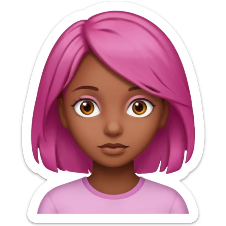 girl with brown hair and brown eyes and pink  end of a hair sticker