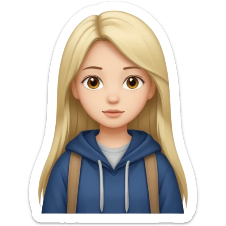 A pretty girl who has layered straight hair woth baggy clothing sticker