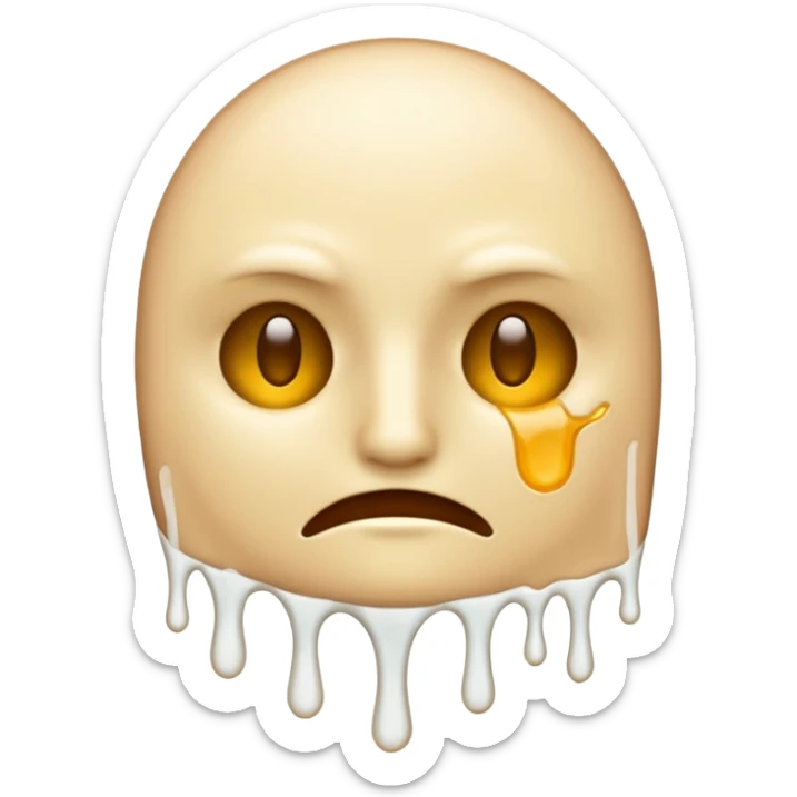 The heat broken emoji in white with sticky white liquid Ozzing out of it with no face sticker