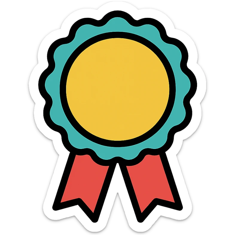 vector icon of a gold guarantee seal symbol with multicolor details, elegant and minimalist flat design, isolated on white, award badge style, 2D flat vector, trending icon look, soft shadows, no text, commercial use sticker