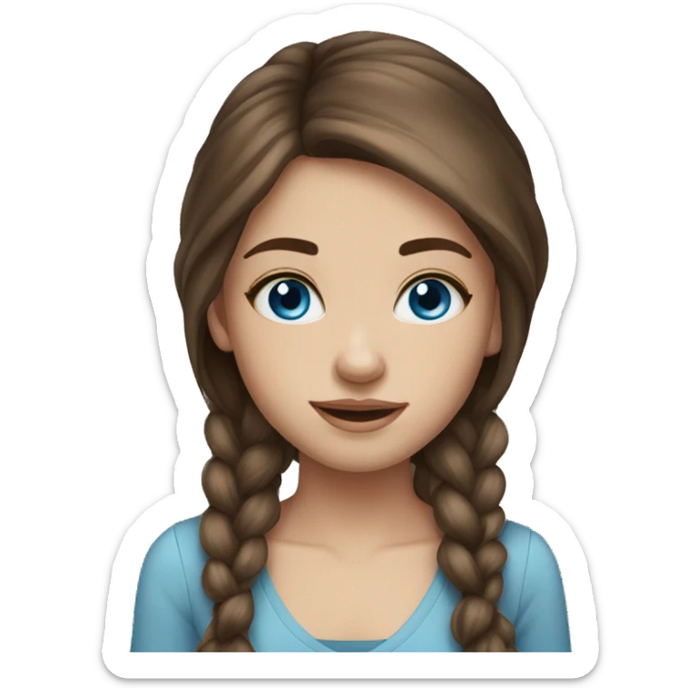 Pretty girl brown hair blue eyes sticker