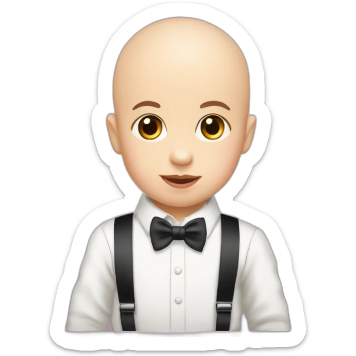 baby wearing suit with suspenders and bowtie fair skin almost bald sticker