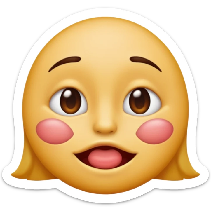 

I'd like an emoji with slightly squinty eyes, a mouth giving a tight kiss with little creases around the lips sticker