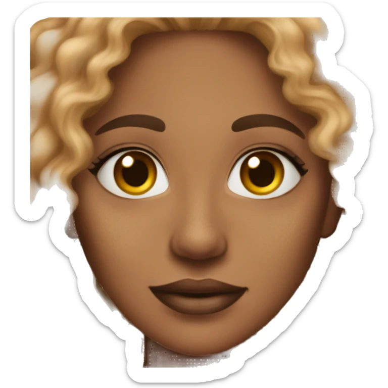 A woman with brown skin, vitiligo, and curly hair sticker