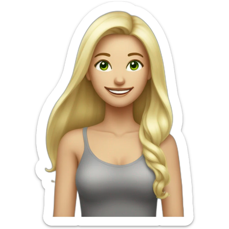 Femme blonde avec les yeux vert cheveux un peux long lisse avec un sourire sticker