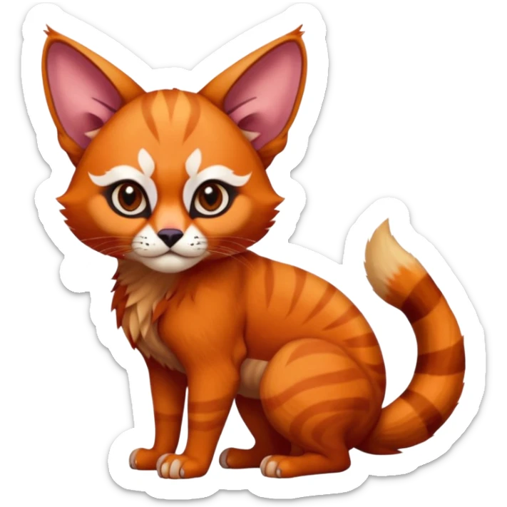 Caracal-Sphynx-Red-Panda-fusion-hybrid-animal-creature, full body sticker
