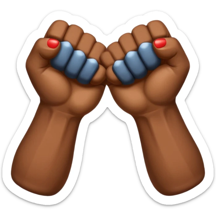 Two fists crossed over like being handcuffed just without the cuffs in an upward and downword motion sticker