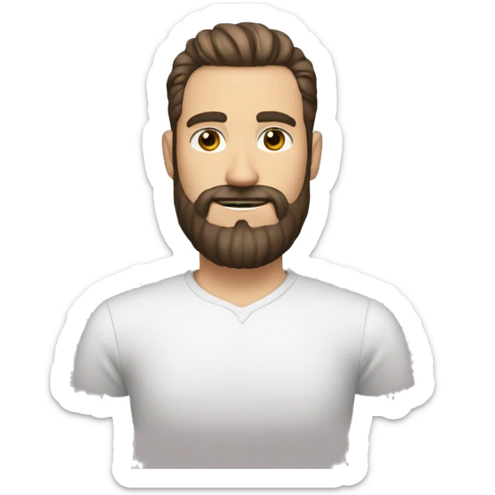 white person dark brown eyes and hair comb over haircut and full bearded sticker