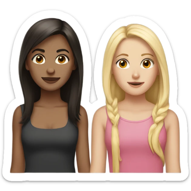 tall brunette girl and short blonde girl sticker