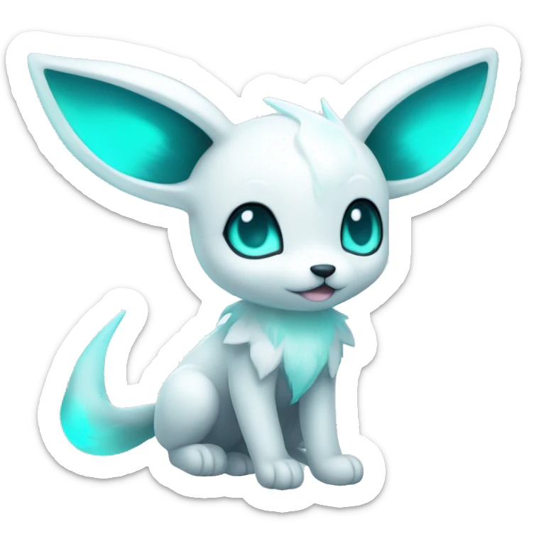 Shiny White Angelic Albino Umbreon. cyan eyes and cyan markings. full body sticker