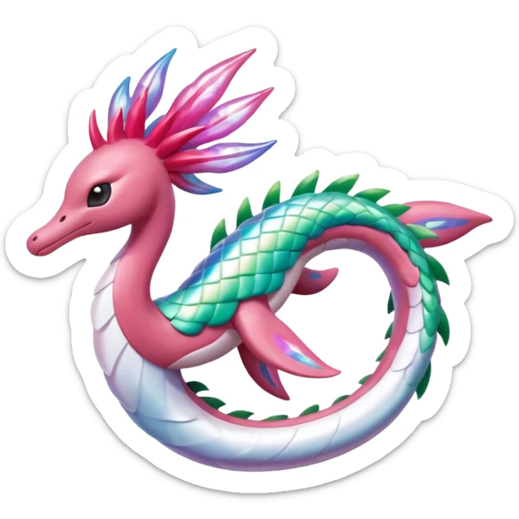 Shiny colorful exotic Mezprit-Milotic-Shaymin-Palkia-Pokémon-fusion, full body sticker