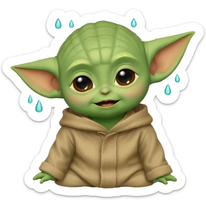 Baby joda felice con le lacrime agli occhi di felicità sticker