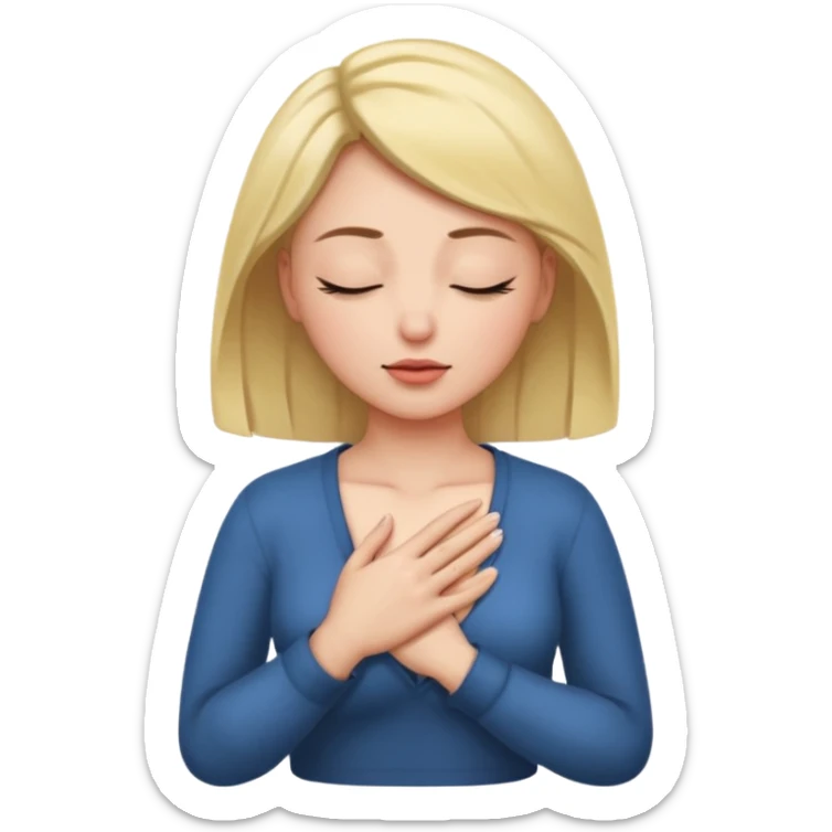 una mano en pecho ojos cerrados femenino sticker