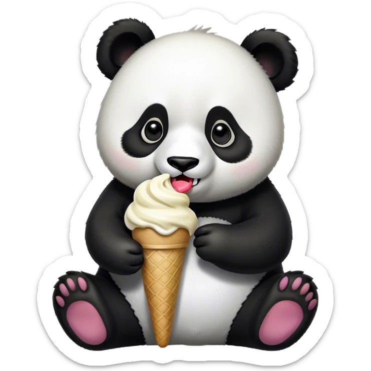 Panda eating ice cream sticker