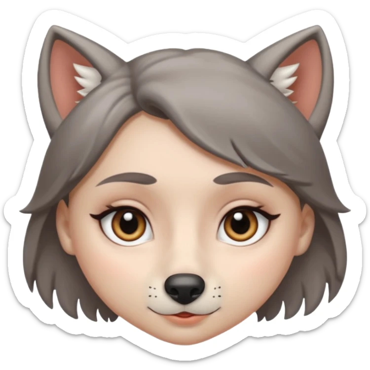 White Girl with wolf cut a little big nose not too big and very beautiful eyes a littlie big eyes and middle thick eye brows not too thick and she is bery beautiful  sticker