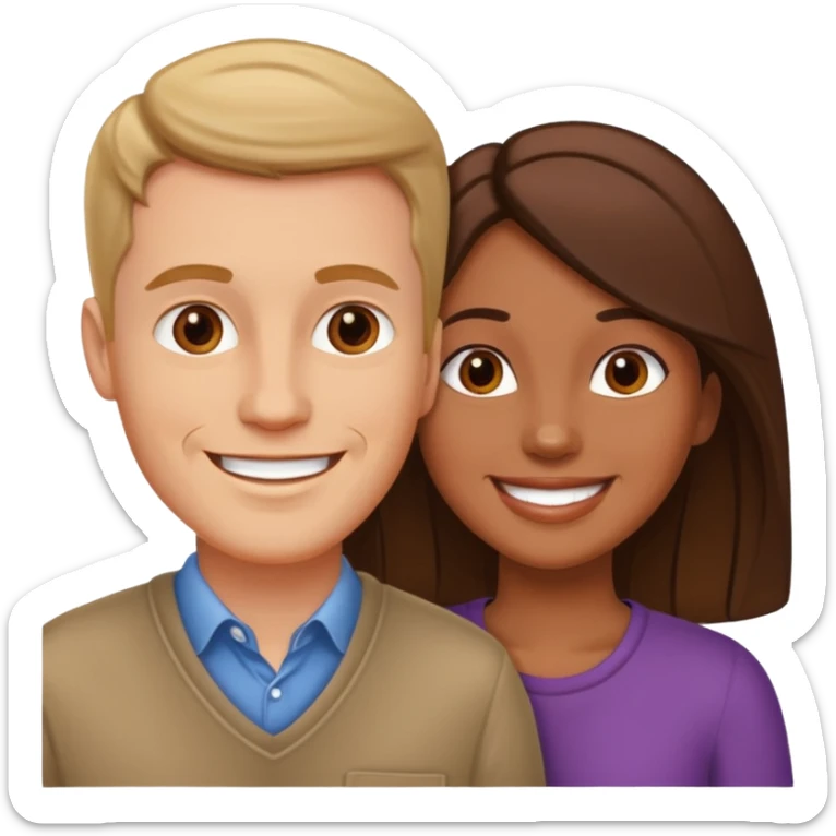 Pareja romántica el hombre blanco y la mujer morena sticker