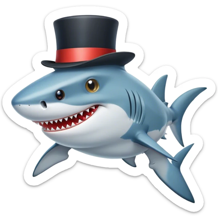 Shark with a top hat sticker